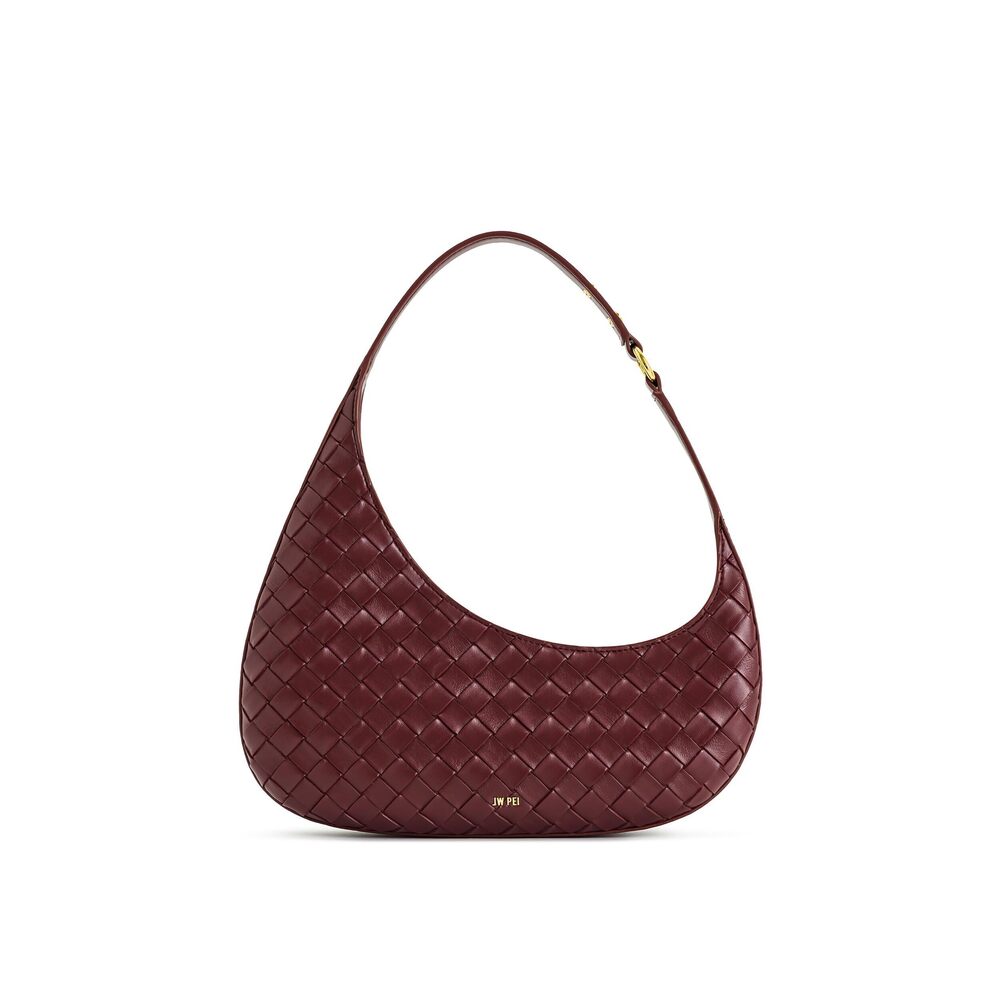 7933 Harlee Weave Texture Shoulder Bag - Burgundy - Picture 1 of 8
